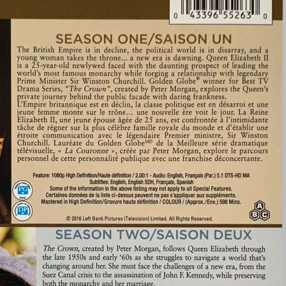 The Crown - Season 1-2 Set (Bilingual) Blu-Ray - NEVER PLAYED, 1 SEALED - Picture 11 of 12